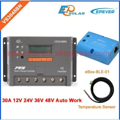 PWM solar controller VS3048BN 30A 30amps EPEVER ViewStar series LCD display temperature sensor and ble eBOX EPsolar