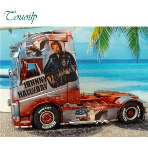 Rock chanteur diamant peinture gros camion point de croix artisanat en plastique toile kits Johnny Hallyday diamant peinture vue