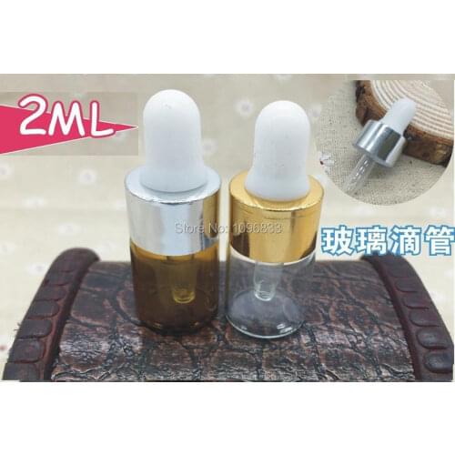 2ML Glass Bottles, Pipette Dropper Vials, Brown Vials, Brown Essential Oil bottle. Cosmetic Glass packing Bottles, 100pcs/Lot