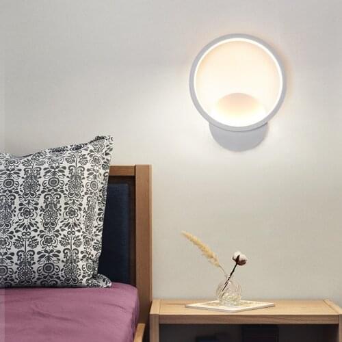 Ring Sconce Led Wall Lamp Nordic Reading Corridor Minimalist Lighting Fixture Modern Black/white Lamp Kitchen 12w Decor Light