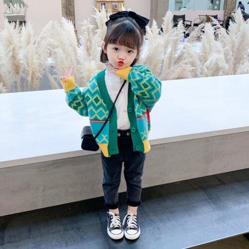 Girls Sweater Babys Coat Outwear 2021 Red White Thicken Warm Winter Autumn Knitting Casual Cardigan Top Cotton Childrens Cloth