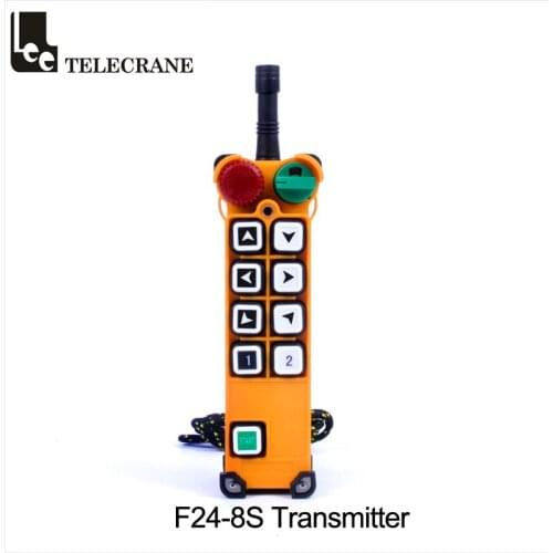 Telecrane 8 Single Speed Keys F24-8S Wireless Dustrial EOT Crane Radio Remote Control Senders Emitters With Mushroom Emergency