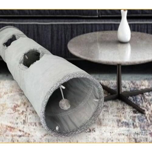 Cat Tunnel Toy Tubes Suede Outdoor Folding Cat Toy for Large Cats Dogs Bunnies With Ball Interactive Pet Supplies