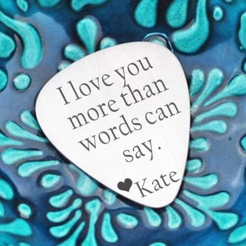 Ufine jewelry guitar pick pendant I love you more than words can say pick bag stainless steel customed necklace N4616