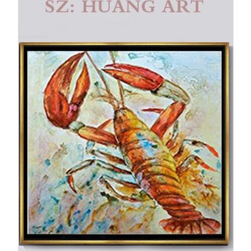 Decorate household Crab Lobster Water Animal Wall Art Handmade Oil Painting Canvas Big Size Home Room Bedroom Decoration