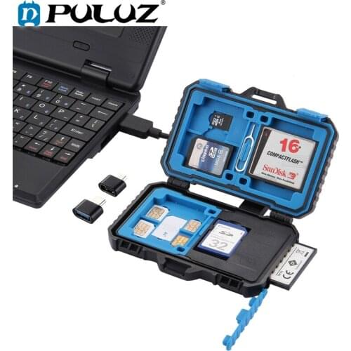 PULUZ Card Reader + 22 in 1 Memory Card Case for 1Standard SIM + 2Micro-SIM + 2Nano-SIM + 3CF + 7SD + 6TF + 1CARD PIN