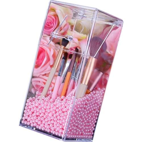 Pearl Clear Acrylic Cosmetic Organizer Makeup Brush Container Storage Box Holder Lipstick Storage Container Pencil Clear Box