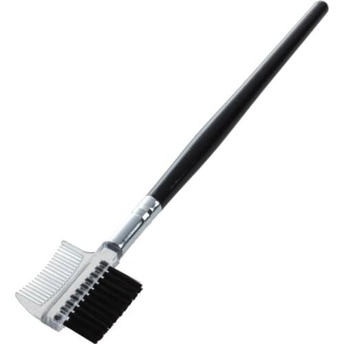 Women Double-sides Brow Comb Eyebrow Brush Wood Holder Make-up Cosmetic Makeup Tool 1pcs Black