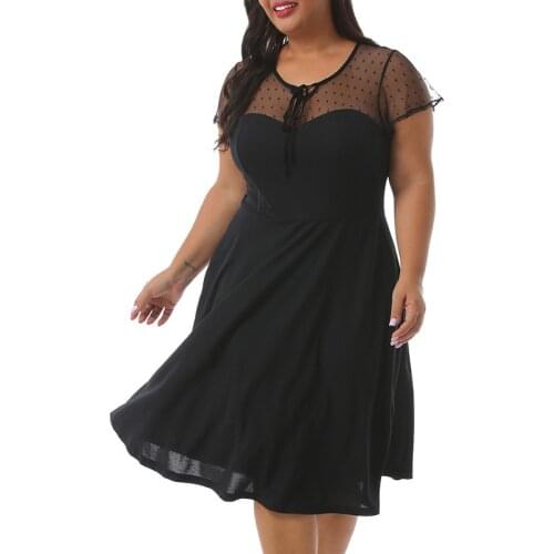 Big size 9XL Woman Summer dress Loose sexy mesh patchwork black plus dresses women clothing
