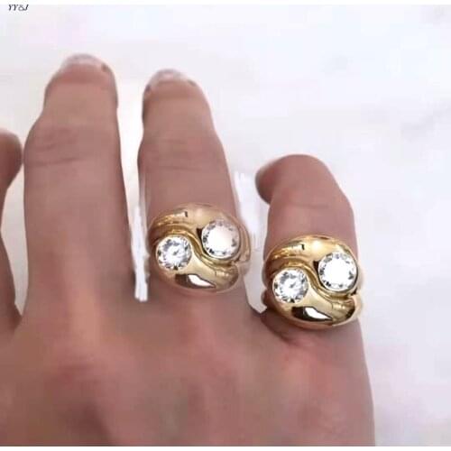 Ying yang chunky pinky rings for women 2021 Big stone rings gold stainless steel cool stuff unusual jewelry free shipping