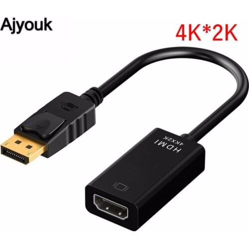 100PCS DP to HDMI Display Port Adapter Cable To Female HDMI Converter Adaptor For Projector Display Laptop TV 4K*2K Black