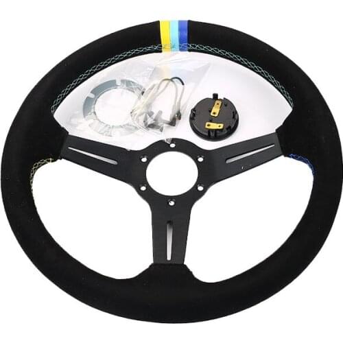 14inch GRED Suede Leather Steering Wheels With 3 Color Stitching