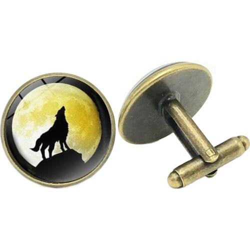 2019 hot / Jewelry Cufflinks Howling Wolf Creative Time Glass Convex Mens Cufflinks Gift High-grade French Shirt Sleeves Nails