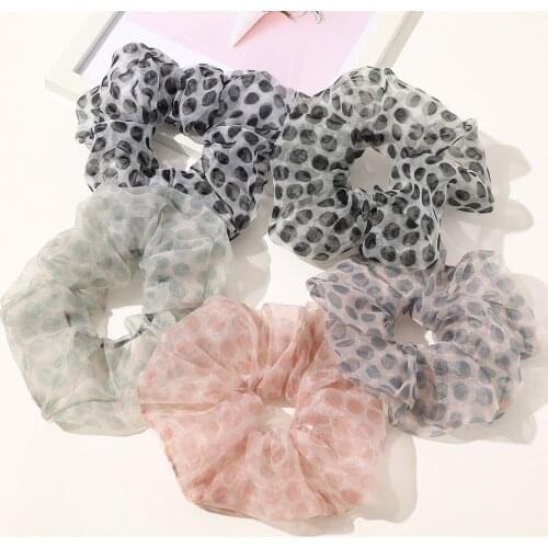 2020 Summer Girls Oversize Big Size Fluffy Hair Bands Cool Organza Dots Scrunchies Large Clear Hair Ties Elastics For Women