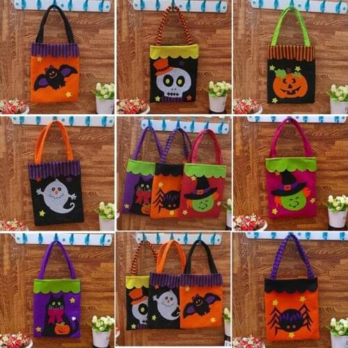 3pcs Halloween Candy Non-woven Bags Gift Trick or Treat Tote Kids Gift Party Cookie Biscuits Snack Packaging Decoration Supplies