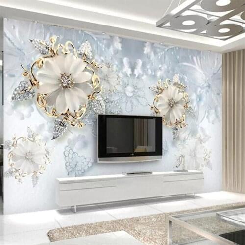 Beibehnag Custom wallpaper 3D modern minimalist jewelry diamond flower 3D papel de parede swan TV background wall paper фотообои