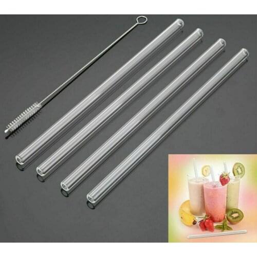 4Pcs Glass Straws Reusable Drinking Glass Tube Eco-friendly With Cleaning Brush Events Party Favors Supplies