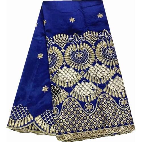 5 Yards Latest Silk Dark Blue African George Lace Cotton Nigerian Embroidery Sequin Fabric Wedding Bridal Dress Sewing KRL-91204