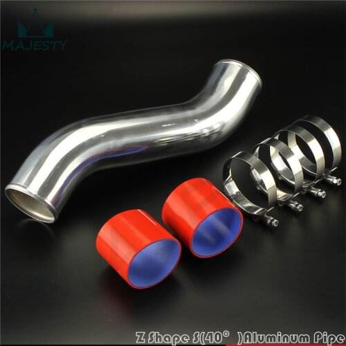 70 mm 2.75" Z / S Shape Aluminum Turbo Intercooler Pipe SL +Red silicone hose +clamps silver