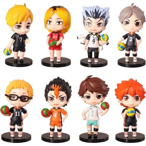 8pcs/Set Anime Haikyuu Action Figure Toys Cartoon Shoyo Tobio Kenma Tooru PVC Model Dolls Volleyball Children Gifts Fidget Toys