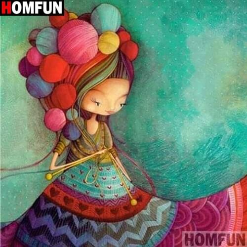 HOMFUN Full Square/Round Drill 5D DIY Diamond Painting "Cartoon girl" 3D Embroidery Cross Stitch 5D Home Decor A15290