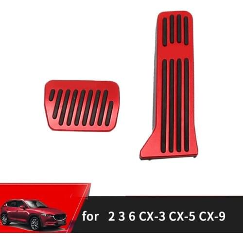 Aluminium Alloy No Drilling Accelerator Pedal Covers,Brake Foot Pedal Pads 2 Pcs(Red) for Mazda 2 3 6 CX-3 CX-5 CX-9