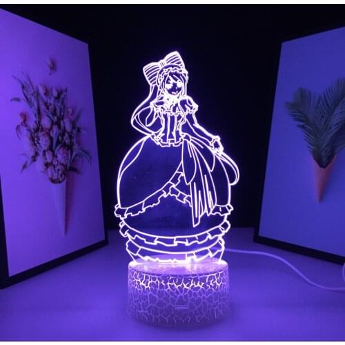 Animation Peripherals Wearing A Skirt Wearing A Bow Girl 3D LED Lamp Visual Illusion White Cracked Base for Festival Gifts