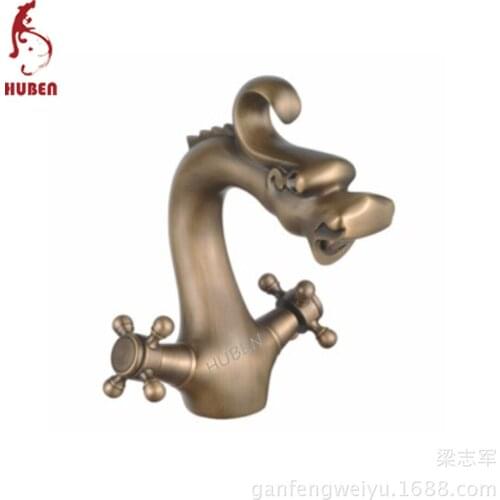 Tiger Ben C antique complex classical double the single-hole faucet green bronze table full copper hot and cold basin taps