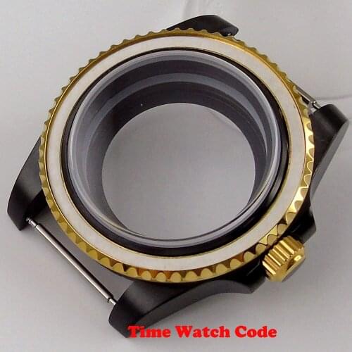 BLIGER Black 40mm Watch Case Parts Fit Miyota 82series NH35 NH36 Automatic Movement Sapphire Glass PVD Coated watch replacement