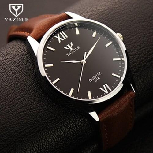 YAZOLE Watch Men Male Needle Business Watches Roman Scale Soft Leather Strap Quartz Wristwatch relogios masculino Fashion Clock
