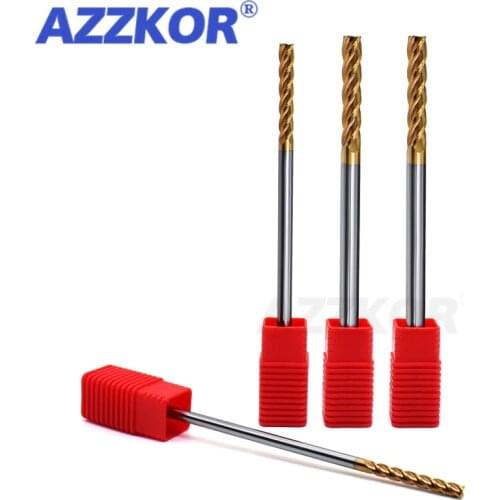 Milling Cutter Alloy Coating Tungsten Steel Tool Cnc Endmill Top Lengthen 75L/100L Wholesale Kit Milling Flat Bottom Long AZZKOR