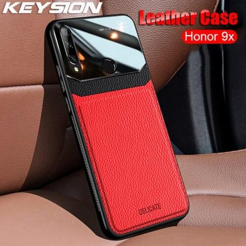 KEYSION Shockproof Case for Honor 9X Global 9X Pro 8X 10i Leather Mirror Glass Phone Back Cover For Huawei P Smart Z P30 Lite