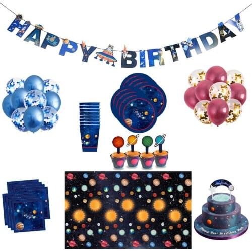 Astronaut Space Party Supplies Birthday Party Decorations Kids Outer Space Planets Science Fiction Theme Happy Birthday Supplies
