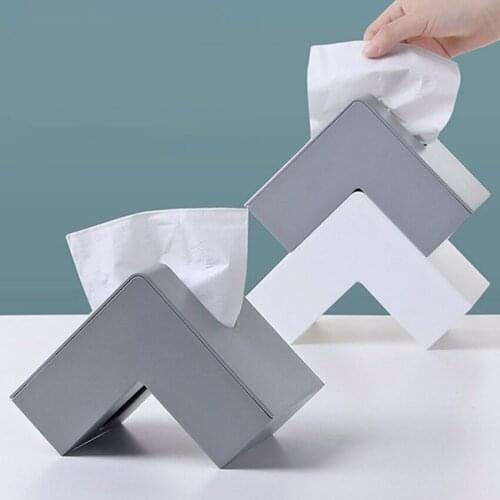 Creative L Shaped Desk Tissue Box Removable Tissue Paper Holder Storage Boxes Home Office Kitchen Tissue Canister Storage Rack