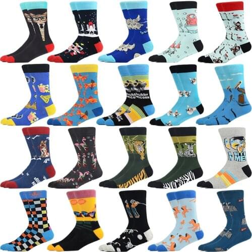 Hot Sale Fashion Hip Hop Men Cotton Crew Socks Cat Animal Pattern Creative Ladies Novelty Skateboard Cartoon Sock