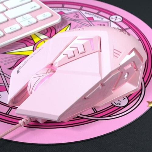 Pink Color Wired Mouse Mechanical Colorful Breathing Light Portable 4800DPI Computer Gamer Mice for Laptop Game Mouse