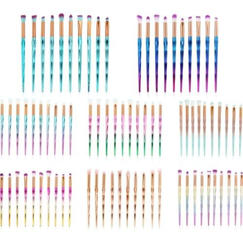 10Pcs Diamond Eye Makeup Brushes Set Beauty Tools Blending Eyeshadow Contour Eyebrow Eyeliner Cosmetic Make Up Brush Maquiagem