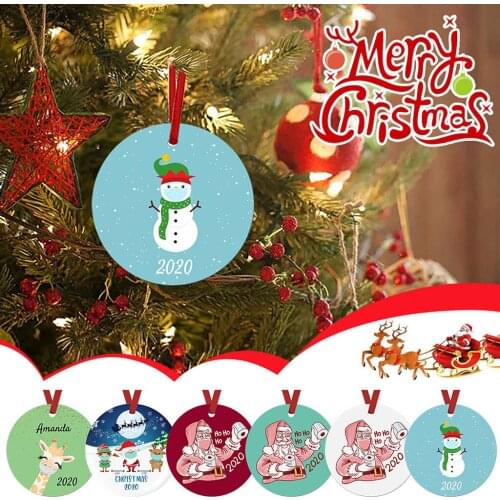 Wearing Personalized Claus Soft Clay Mask Ornaments Pendant,2020 Christmas Decoration, Merry Christmas Tree Decoration Kits D60