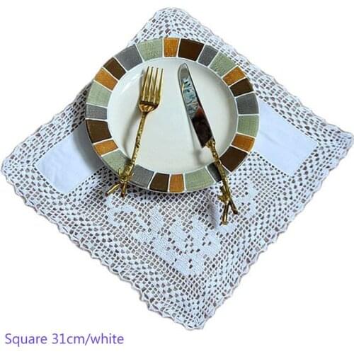 28CM HOT Cotton placemat cup mug tea coffee coaster kitchen dining table place mat lace Crochet doily Christmas drink Xmas pad