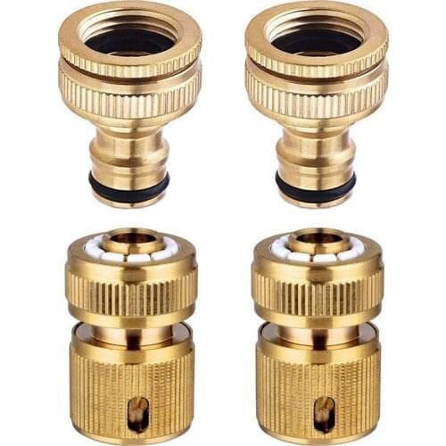 New 4 Pieces Garden Hose Tap Connector 1/2 Inch and 3/4 Inch Size 2-In-1 and 1/2 Inch Hose Pipe Quick Connector