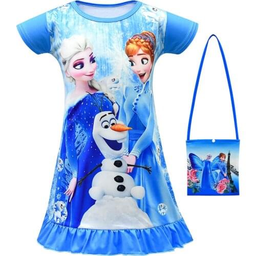 Disney frozen elsa anna dress Pajamas home original dolls figure toys Kids girl Pajama Sleepwear Girls elsa girl Pajama