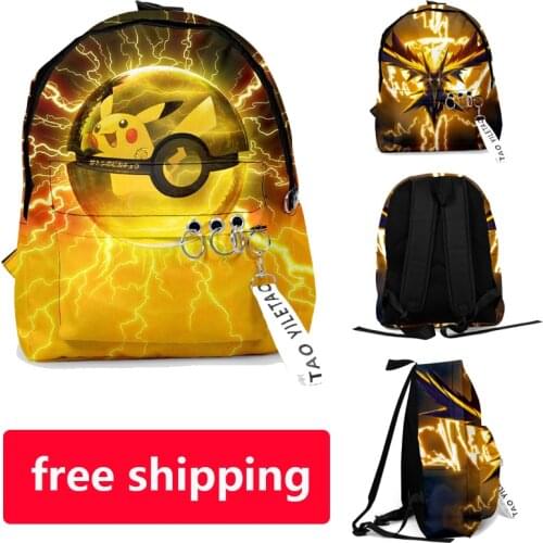 Pokemon Backpack Pikachu School Bag Childrens Kids Shoulders Burden Reduction Student Backpack Cartoon Cute Bookbag Bag Gift
