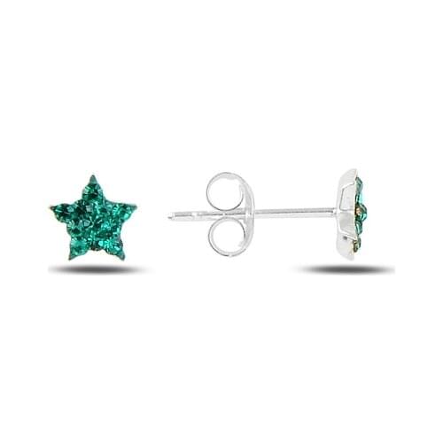 Silver 925 Sterling Star Crystal Stone Earrings