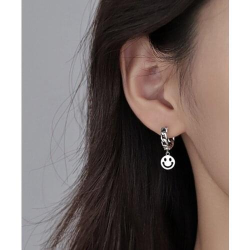 Silver Color Smile Face Drop Earrings for Women Trendy Elegant Birthday Party Jewelry Gifts Fashion Simple Earrings