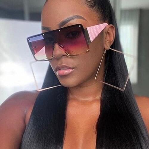 HKNA Oversized Gradient Sunglasses Women Square Women Sunglasses Luxury Brand Designer Rimless Sunglasses Gafas De Sol Mujer