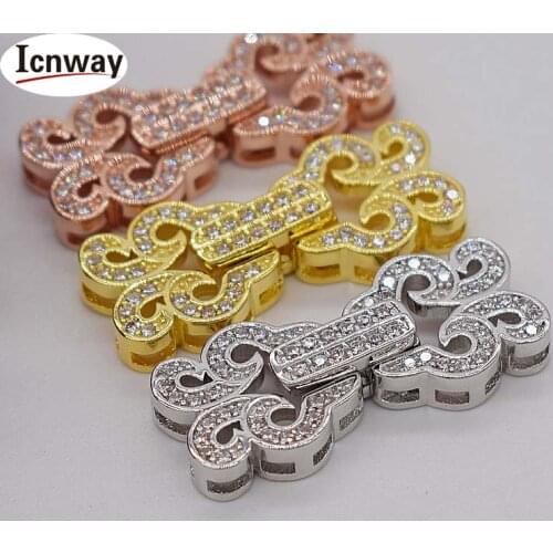 Rhinestone inlay Gold&silver Plated clasp 1*2.5cm For DIY bracelet necklace Free shipping wholesale