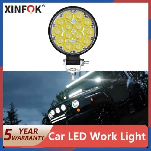 Mini Led Work Light Round Spotlight 42W Car Work Headlight Offroad Fog Light Lamp Night 12 24 V LED Light Bar Driving Lights