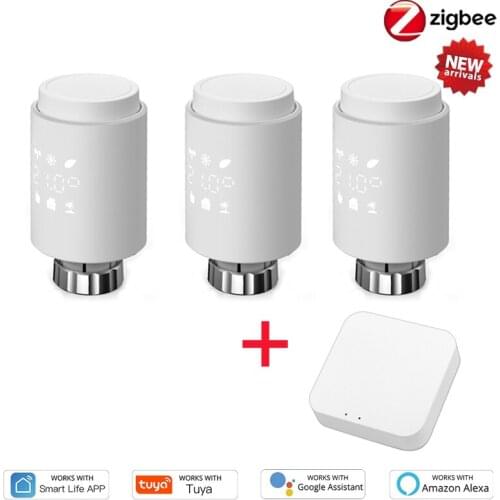 Tuya Smart Home ZigBee TRV Thermostat Radiator Valve Actuator Programmable Temperature Controller Support Alexa Google Assistant