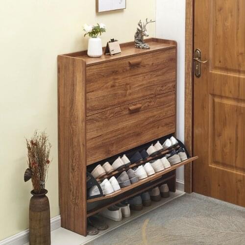 Narrow Shoe Cabinet 17/24cm Home Lazy Person Doorway Shoe Ark Household Furniture Assembly Modern Minimalist Flip-over Shoebox