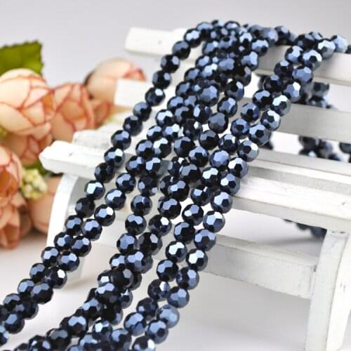High quality 6mm 198pcs AAA Round Shape Deep Blue crystal beads loose rondelles glass ball supply bracelet Jewelry DIY NEW